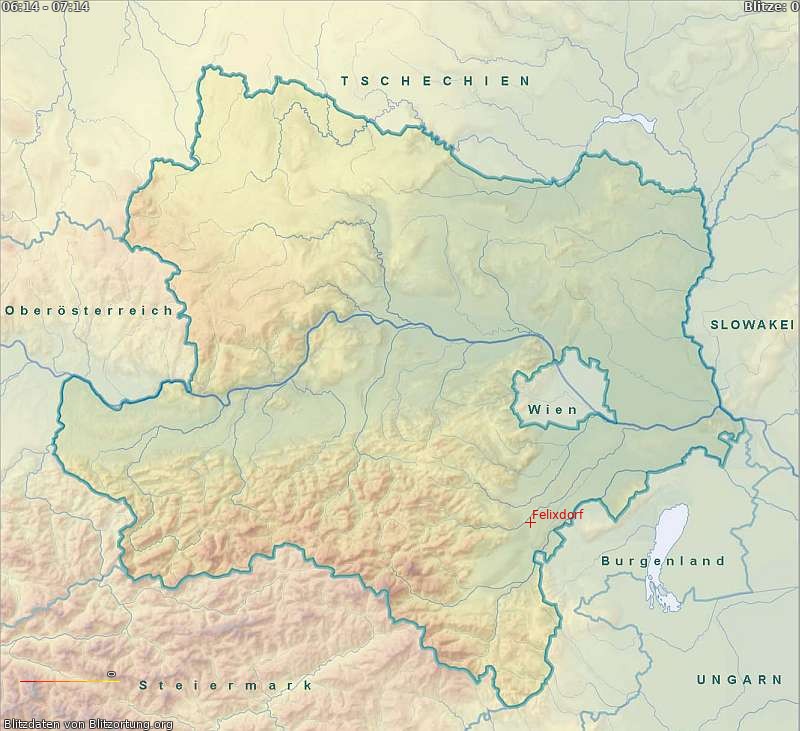 Mapa blesků Niederösterreich 01.07.2025 03:02:40